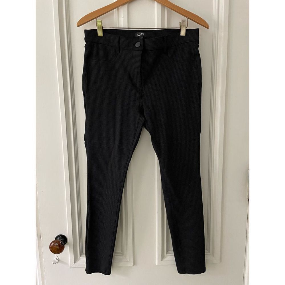 Loft gray and black checkered stretch dress pants 10